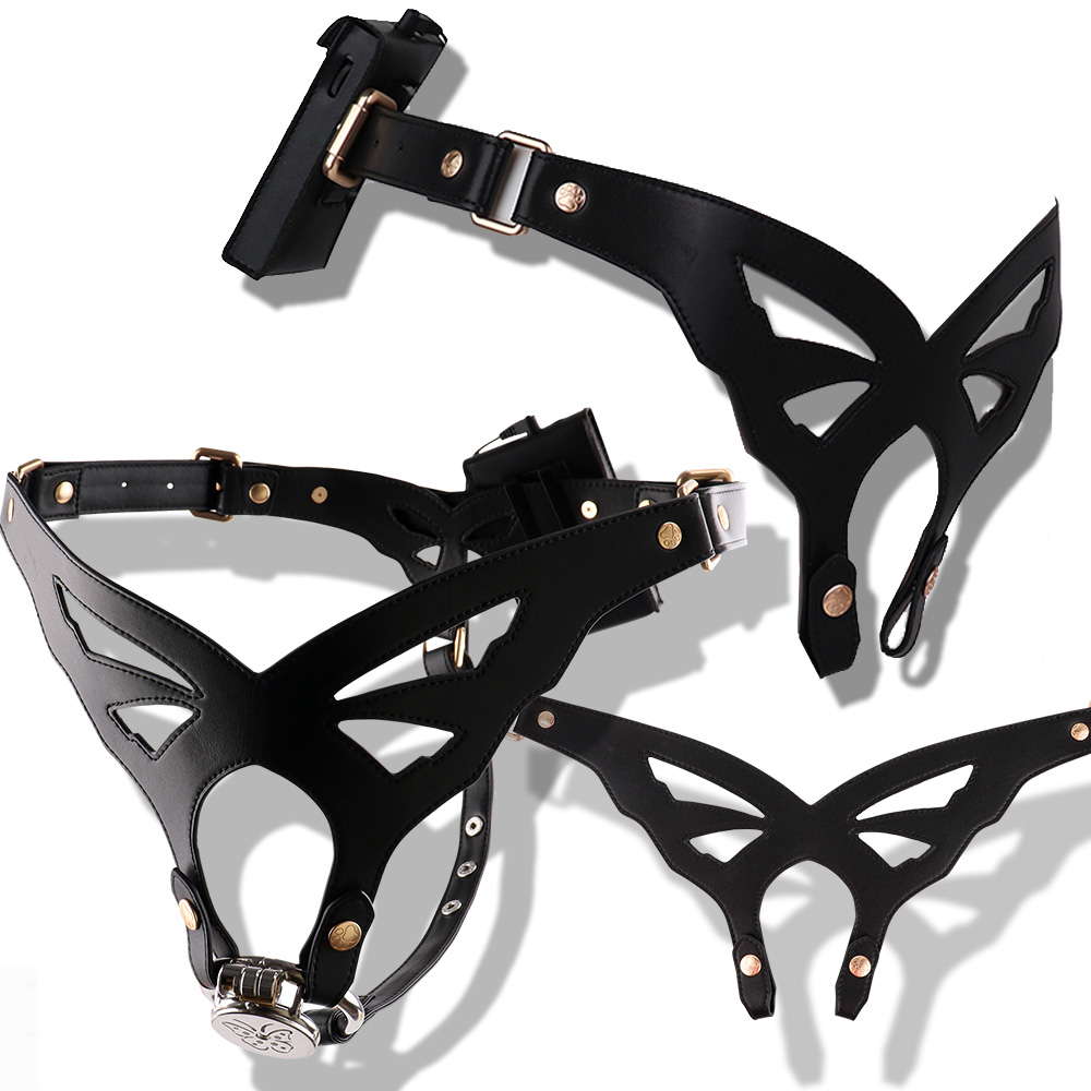 Leather Strap Quick Release - ANOSX เข็มขัดควบคุมความบริสุทธิ์ชายแบบปลดเร็วพร้อมระบบช็อตไฟฟ้า กางเกงเสริมสำหรับกรงอวัยวะเพศชาย สายรัดไหล่ กางเกง BDSM