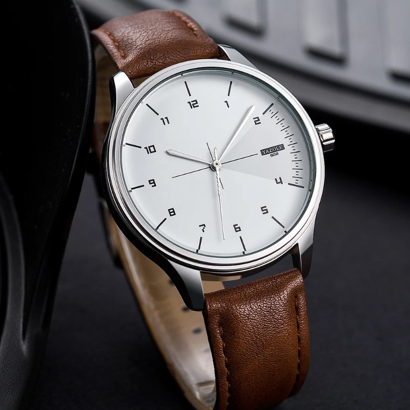 นาฬิกาข้อมือผู้ชาย YAZOLE สายห - Leather Watch Band Men บทวิจารณ์และราคา